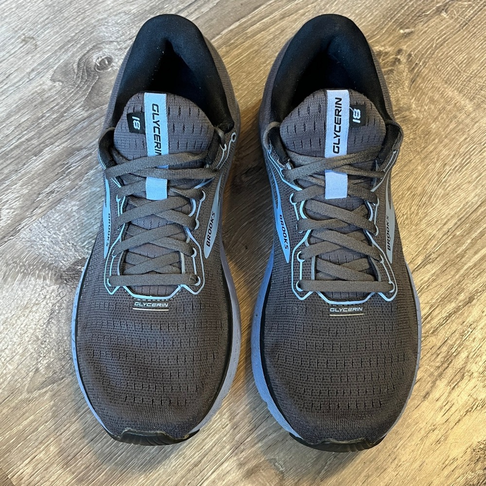 Brooks Glycerin 18 Womens Running Shoes Grey Light Blue 1203172A050 Size 10 2A